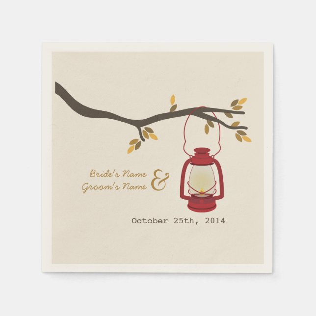 Camping Lantern Fall Wedding Napkins Pappersservett (Framsidan)