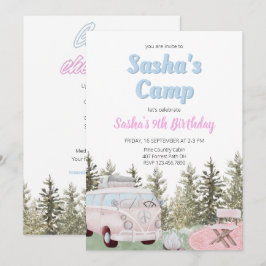 Camping Lastbil Forest Girl Birthday-inbjudan Inbjudningar
