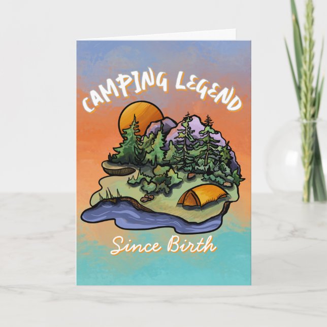 Camping Legend Birthday Card Tack Kort (Framsida)