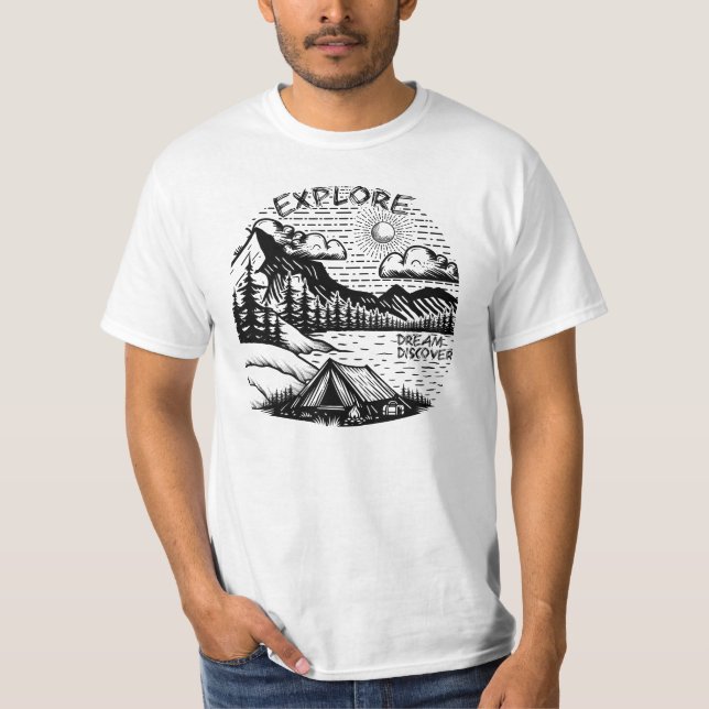 Camping Life-berget äventyr T Shirt (Framsida)