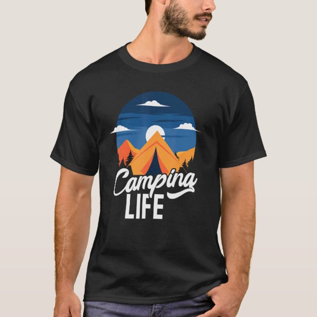 Camping Life Hiking T Shirt (Framsida)