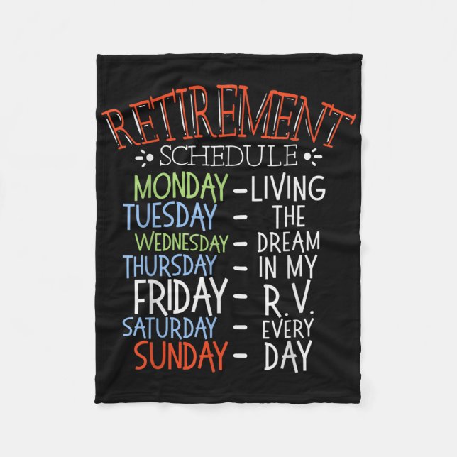 Camping Life Pension Schedule Van Rv Camper Fläkt Fleecefilt (Framsidan)