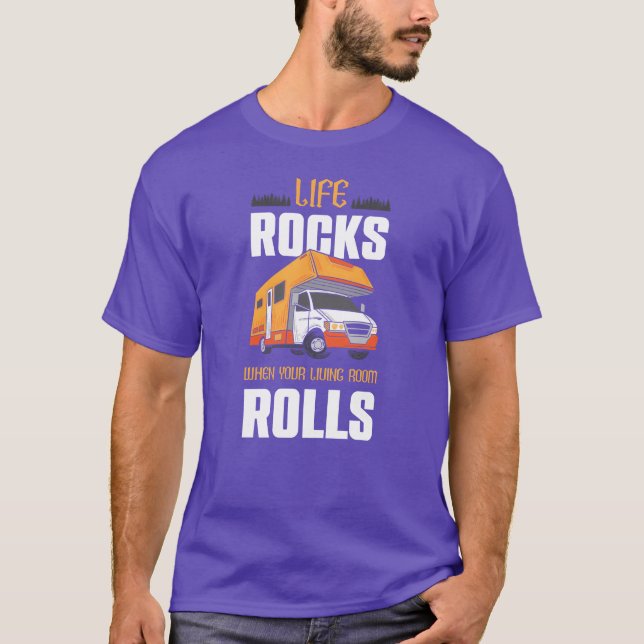 Camping Life Rocks RV Camper Motorhome RV Camping  T Shirt (Framsida)