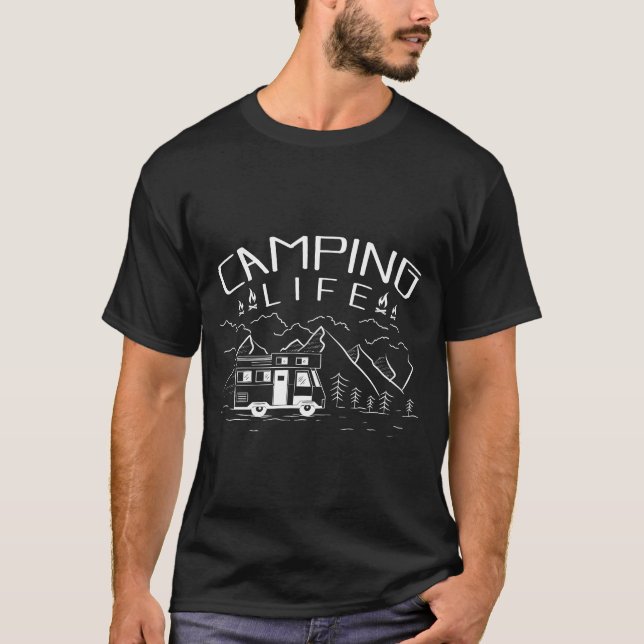 Camping Life Wilderness Nature Outr Campfire girl T Shirt (Framsida)