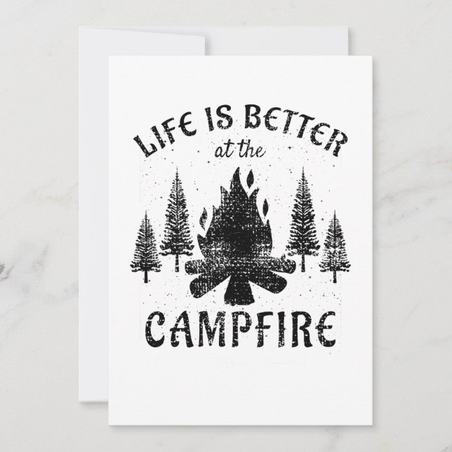 Camping - Livet är bättre i Campfire Inbjudningar (Framsida)