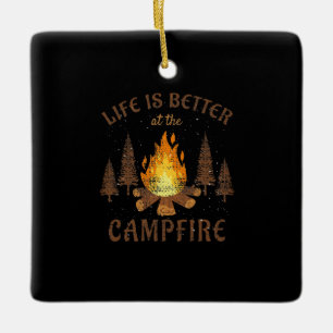 Camping - Livet är bättre i Campfire Julgransprydnad Keramik