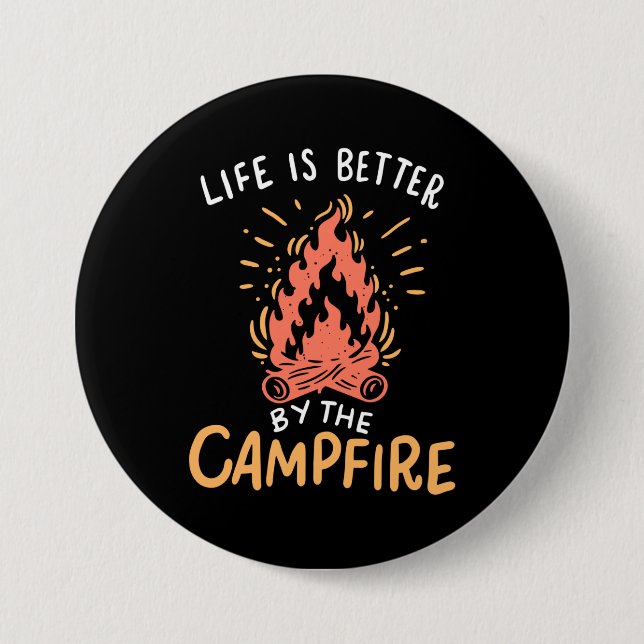 Camping - Livet är bättre vid lägerelden Knapp (Framsida)