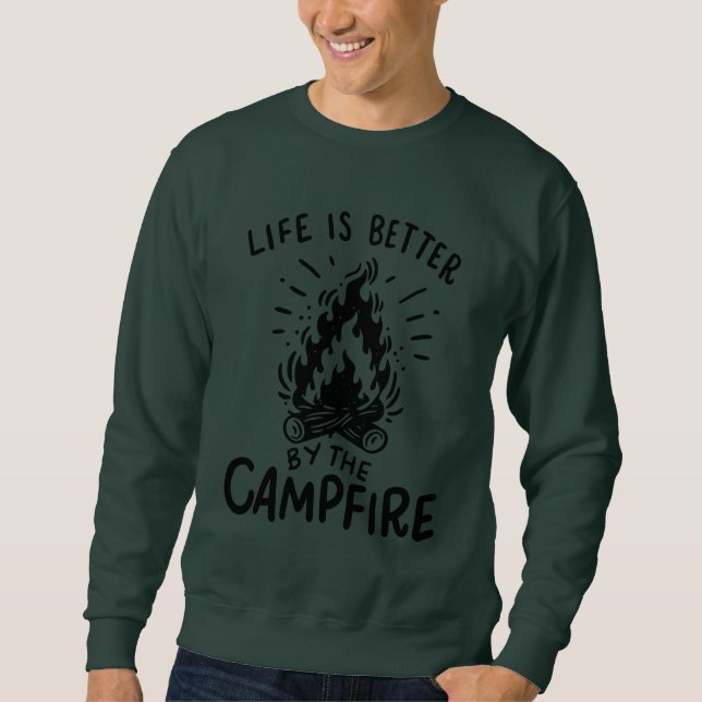 Camping - Livet är bättre vid lägerelden Lång Ärmad Tröja (Framsida)