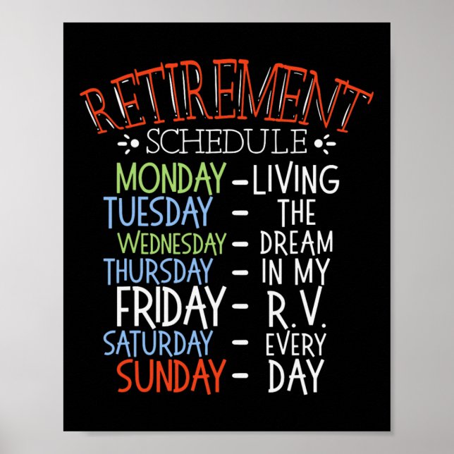 Camping Livet Pensionering Schema Van Rv Camper Fl Poster (Framsidan)