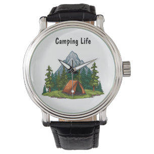 Camping Livsstil Berg Skog Äventyr Armbandsur