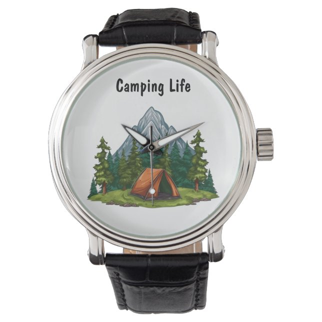 Camping Livsstil Berg Skog Äventyr Armbandsur (Framsida)