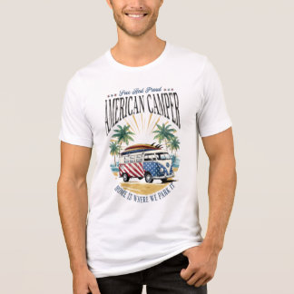 Camping Lover American Flag July 4th Camper Hiker T Shirt