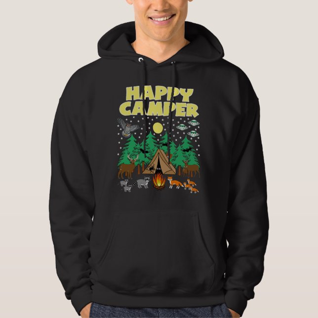 CAMPING-LYCKLIG-CAMPER-funny camping med skribente Hoodie (Framsida)