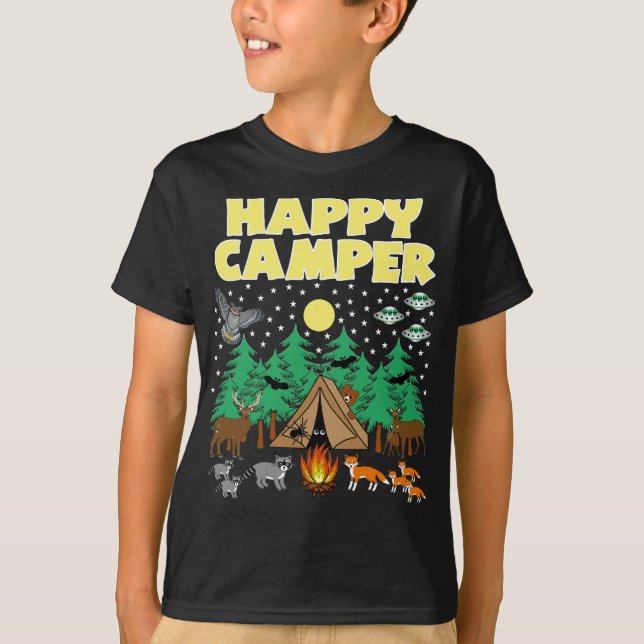CAMPING-LYCKLIG-CAMPER-funny camping med skribente T Shirt (Framsida)