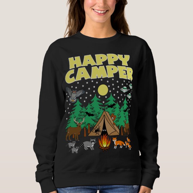 CAMPING-LYCKLIG-CAMPER-funny camping med skribente T Shirt (Framsida)