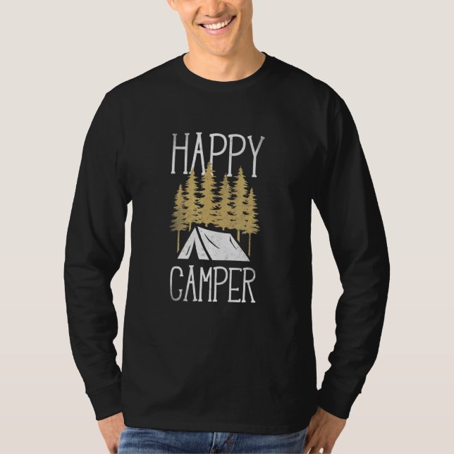 Camping Lycklig Camper Tält T Shirt (Framsida)