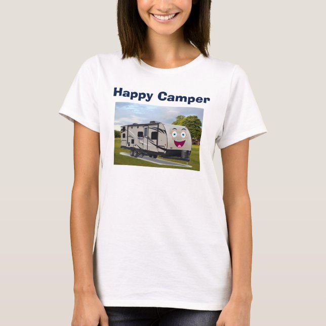 Camping Lycklig Pension i RV av Funnycoomb T Shirt (Framsida)
