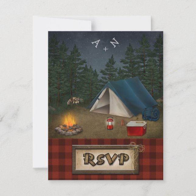 Camping Lyxcamp Fiske Bröllop Svarskort OSA Kort (Framsida)