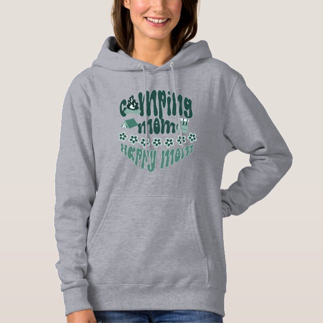 Camping mamma - glad mamma, söt mamma campare t shirt (Framsida)