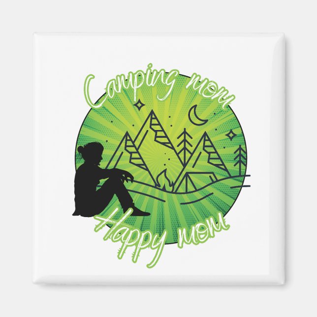 Camping mamma lycklig mamma, campingmagnet mamma magnet (Framsidan)