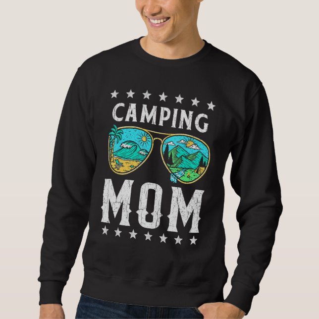 Camping Mamma Retro Exdoor Graphic Tee Lycklig Cam Lång Ärmad Tröja (Framsida)