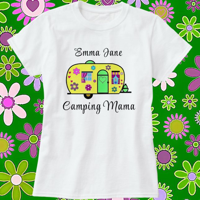 Camping Mamma Sweet Camper Trailer med Namn T Shirt (Skapare uppladdad)