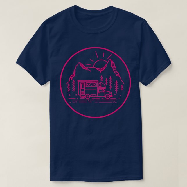 Camping Mamma Woman RV Campervan Logotyp T Shirt (Design framsida)