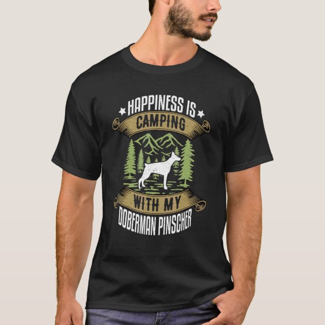 Camping med dobermannpinscher läger Camping och gö T Shirt (Framsida)