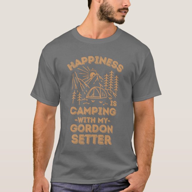 Camping med gordonsetter present t shirt (Framsida)