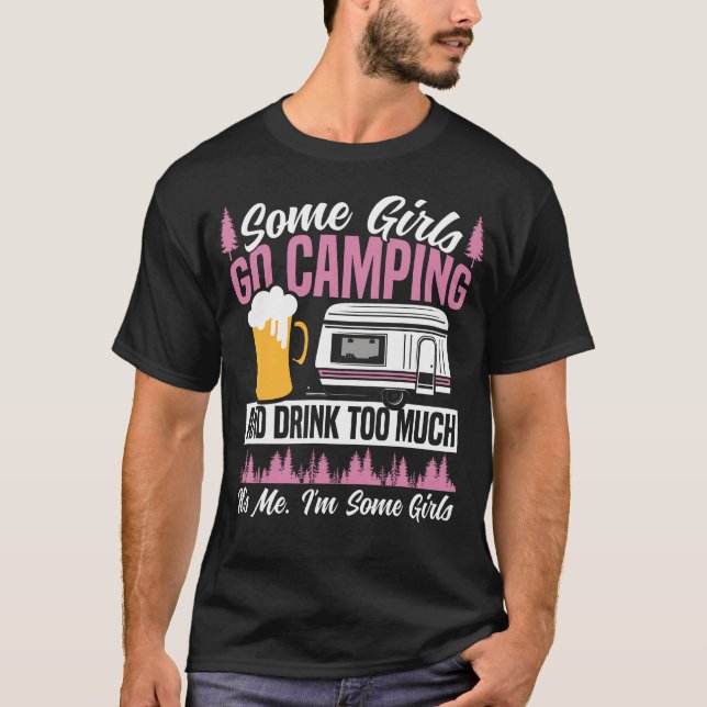 Camping med husbil Retroöl Några tjejer åker campi T Shirt (Framsida)