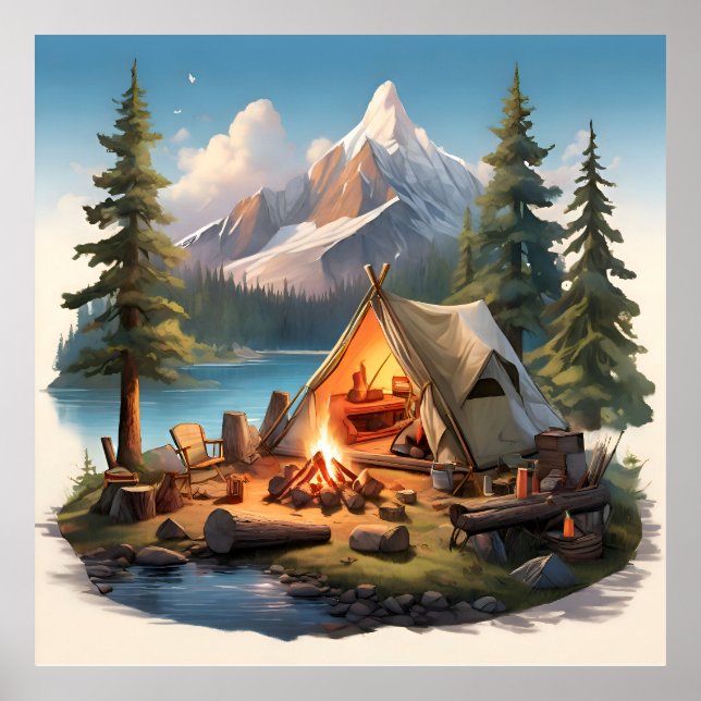 Camping med nära och kära poster (Framsidan)
