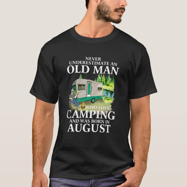 Camping Mens Old Man Camper Caravan Motorhome Augu T Shirt (Framsida)
