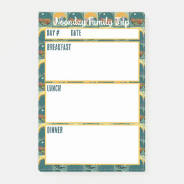 Camping Menu Meal Planning Verktyg Post-it Block