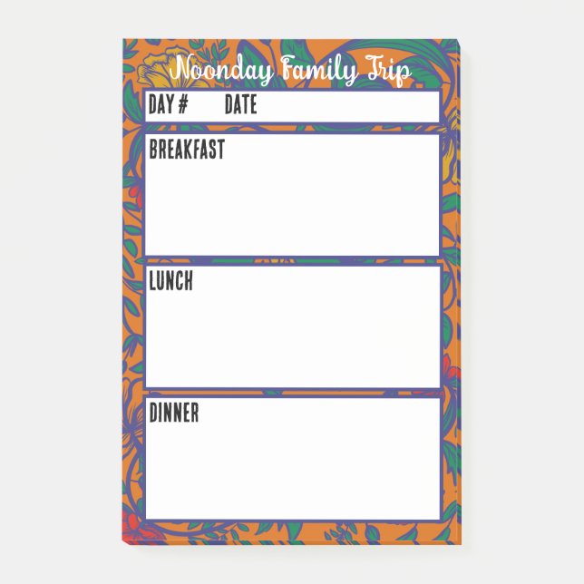 Camping Menu Meal Planning Verktyg Post-it Block (Framsida)