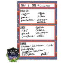 Camping Menu Meal Planning Verktyg