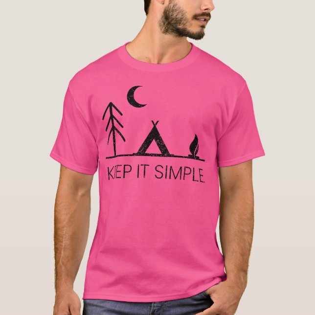 Camping - Minimalistisk Behålla - Enkelt utomhusst T Shirt (Framsida)