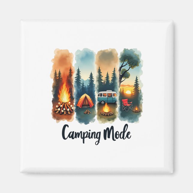 Camping Mode Läggereld Tält Skåpbil Solnedgångs Se Magnet (Framsidan)