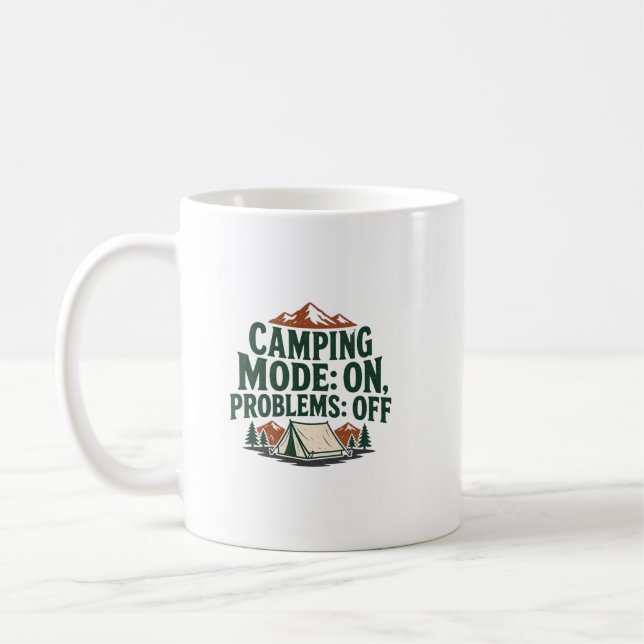 Camping Mode On Problems Off Funny Outdoor Design Kaffemugg (Vänster)