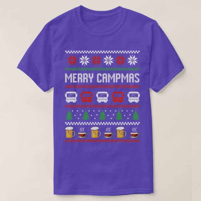 Camping Motorhome Beer Coffee Ugly jul Sweat T Shirt (Design framsida)