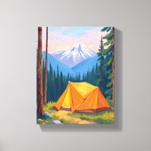 Camping Mountain Akvarell Canvastryck