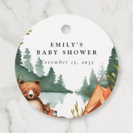 Camping Mountain Rustic Baby Shower Gåvor Etiketter