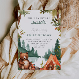 Camping Mountain Rustic Baby Shower Inbjudningar