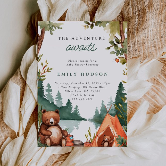 Camping Mountain Rustic Baby Shower Inbjudningar (Skapare uppladdad)