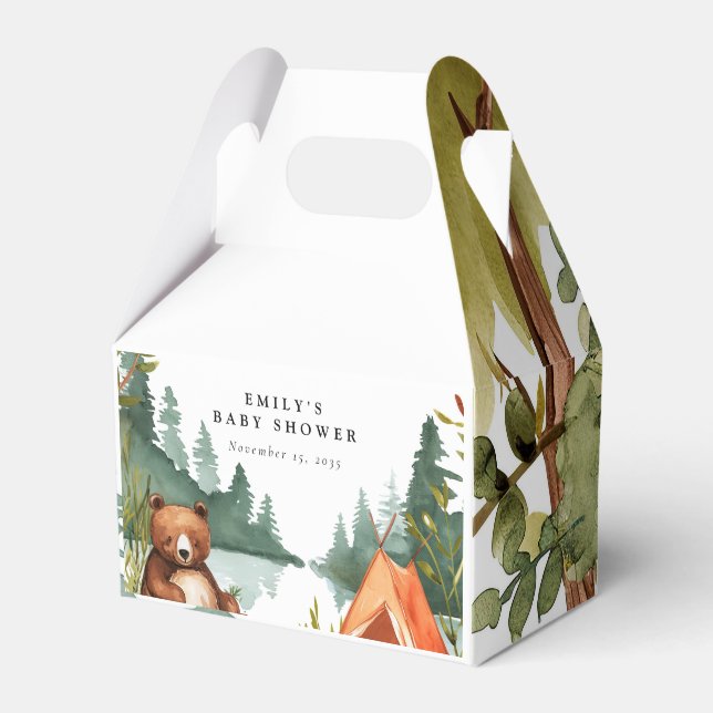 Camping Mountain Rustic Baby Shower Presentaskar (Framsidan Sidan)