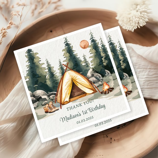 Camping Mountain Rustic Födelsedagsfest Pappersservett (Skapare uppladdad)