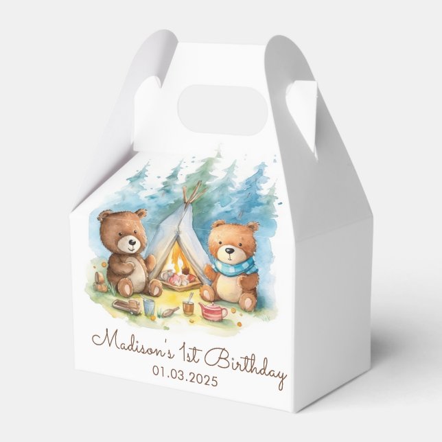 Camping Mountain Rustic Födelsedagsfest Presentaskar (Framsidan Sidan)