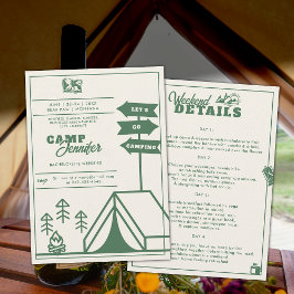 Camping Mountains Forest Grönt Bachelorette Party Inbjudningar