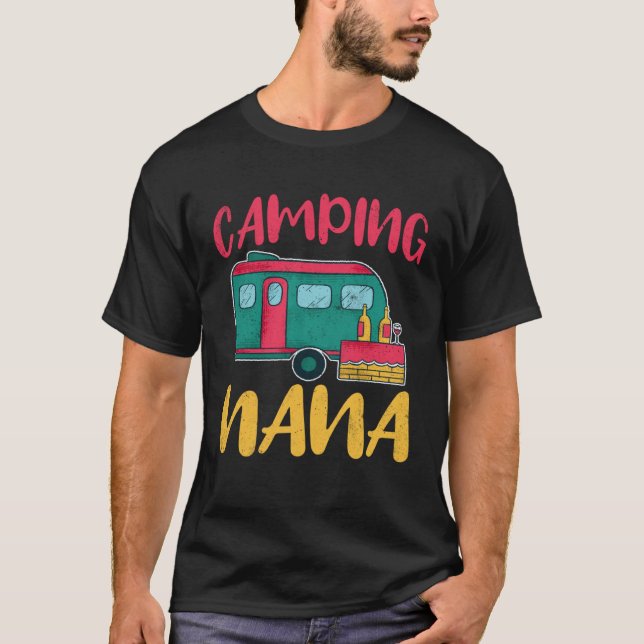 Camping Nana Glamping Glamp Camp T Shirt (Framsida)