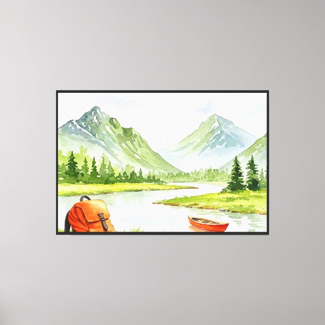 Camping nära en flod canvastryck (Framsida)
