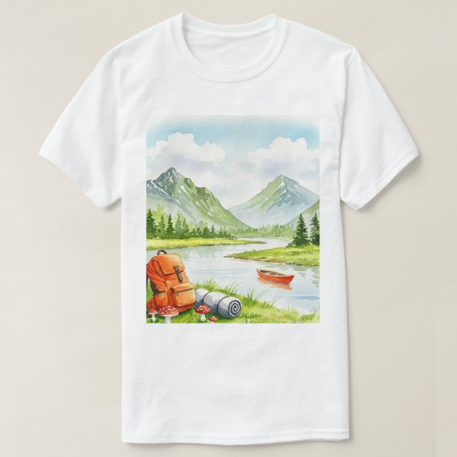 Camping nära en flod t shirt (Design framsida)